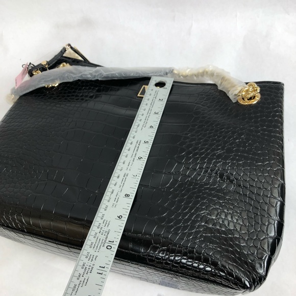 Victoria Secret Logo Midnight Croc Tote Shoulder Bag - Picture 14 of 15